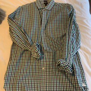 J.crew men button down in blue green check - Large slim fit, NEW